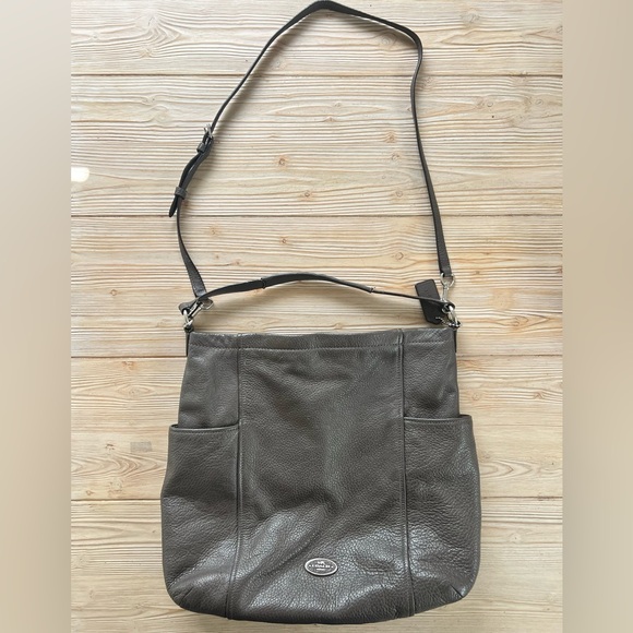 Coach Pebbled Leather Shoulder Bag – Chocolate Brown, Adjustable Strap